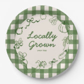 手描き地元で育った農場1歳の誕生日 ペーパープレート (正面)