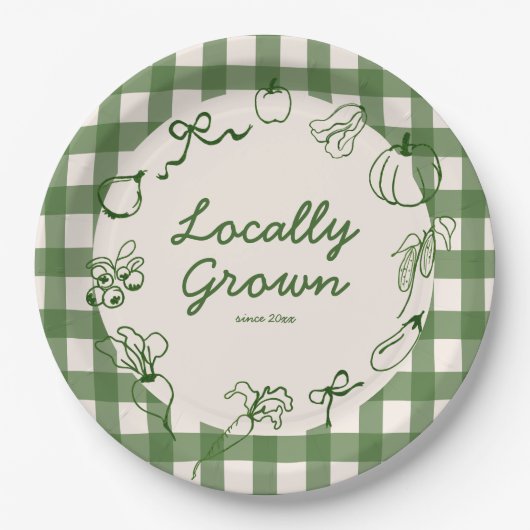 手描き地元で育った農場1歳の誕生日 ペーパープレート (正面)