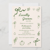 手描き地元で育った農場1歳の誕生日 招待状 (正面)