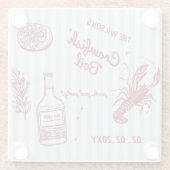 手描き夏のシーフードクロウフィッシュ沸騰パーティー ガラスコースター (裏面)