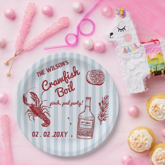 手描き夏のシーフードクロウフィッシュ沸騰パーティー ペーパープレート (パーティー)