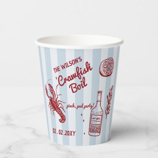 手描き夏のシーフードクロウフィッシュ沸騰パーティー 紙コップ (裏面)