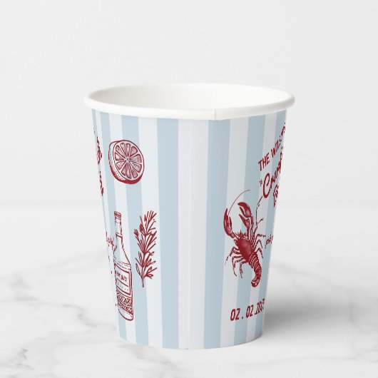 手描き夏のシーフードクロウフィッシュ沸騰パーティー 紙コップ (右)