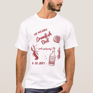 手描き夏のシーフードクロウフィッシュ沸騰パーティー Tシャツ