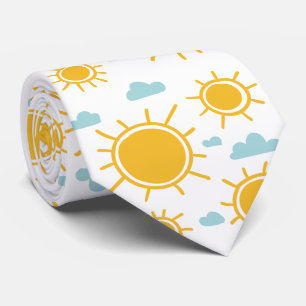 手描き夏の太陽のパターン ネクタイ