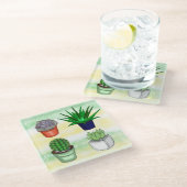 手描き多肉株 ガラスコースター (アングル)