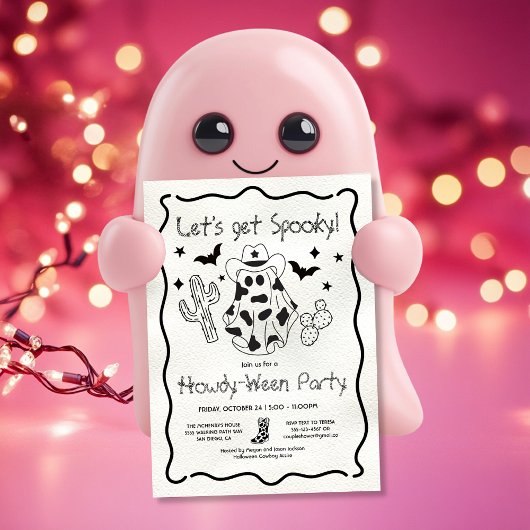 手描き女性のカーボーイハウディパーティー 招待状