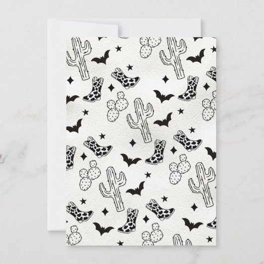 手描き女性のカーボーイハウディパーティー 招待状 (裏面)