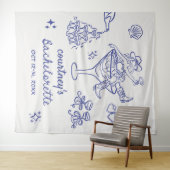 手描き女性のカーボーイバチェロレッテ週末 タペストリー (インサイチュ(横))