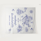 手描き女性のカーボーイバチェロレッテ週末 タペストリー (正面(横))