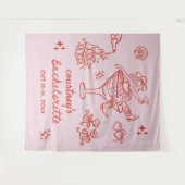 手描き女性のカーボーイバチェロレッテ週末 タペストリー (正面(横))