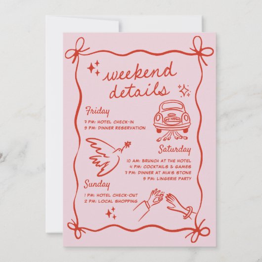 手描き女性のカーボーイバチェロレッテ週末 招待状 (裏面)