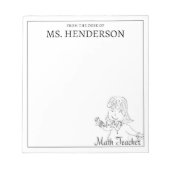 手描き女性数学先生 ノートパッド (正面)