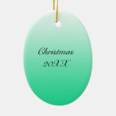 手描き孔雀の羽のクリスマパーソナライズされたス セラミックオーナメント (裏面)