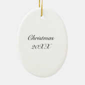 手描き孔雀の羽のクリスマパーソナライズされたス セラミックオーナメント (裏面)