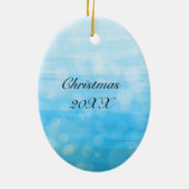 手描き孔雀の羽パーソナライズされた セラミックオーナメント (裏面)