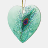 手描き孔雀の羽パーソナライズされた セラミックオーナメント (左)