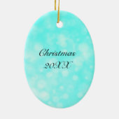 手描き孔雀の羽パーソナライズされた セラミックオーナメント (裏面)