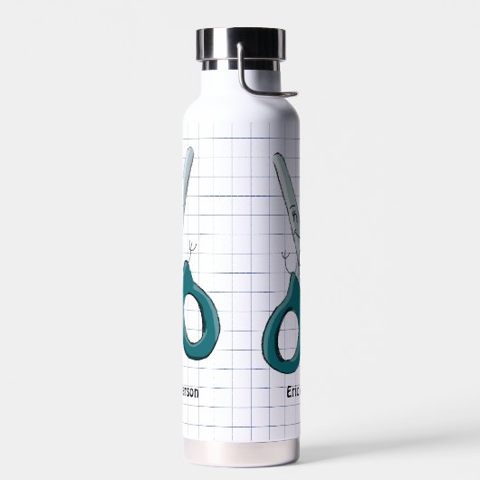 手描き学校用品はさみ ウォーターボトル (左面)