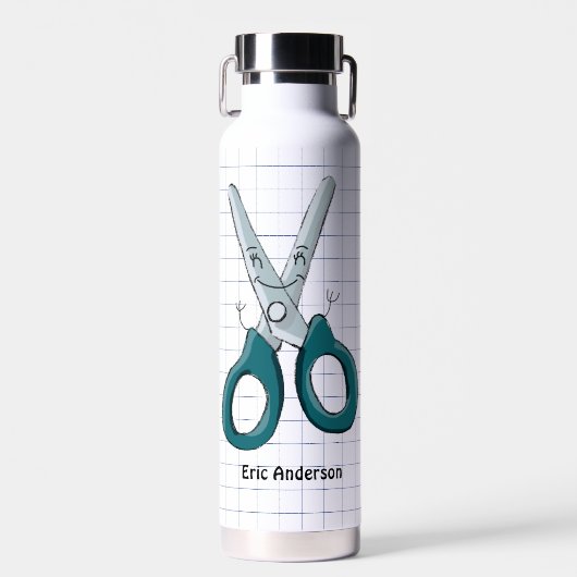 手描き学校用品はさみ ウォーターボトル (正面)