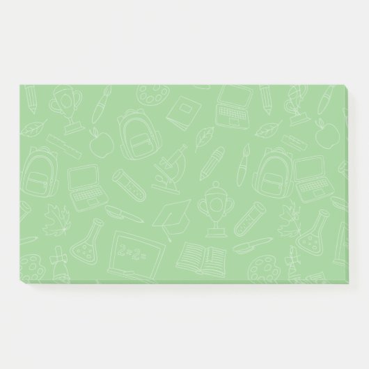 手描き学校用品パターン ポストイット (正面)