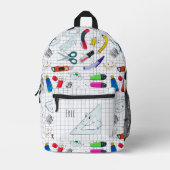 手描き学校用品 プリントバックパック (正面)