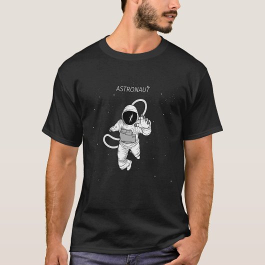 手描き宇宙飛行士宇宙 Tシャツ (正面)
