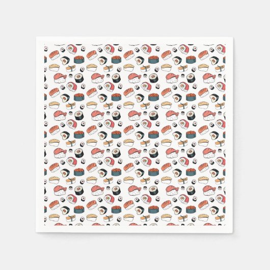 手描き寿司ミックス スタンダードカクテルナプキン (正面)