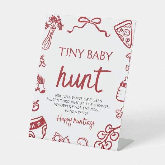 手描き小さなイタリアンベビー狩り赤ちゃんシャワー 台座サイン (正面)