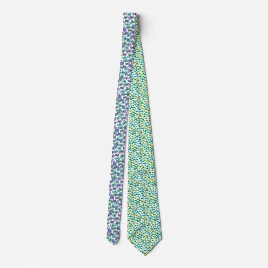 手描き小さな花と対照的なバックネクタイ ネクタイ (裏面)