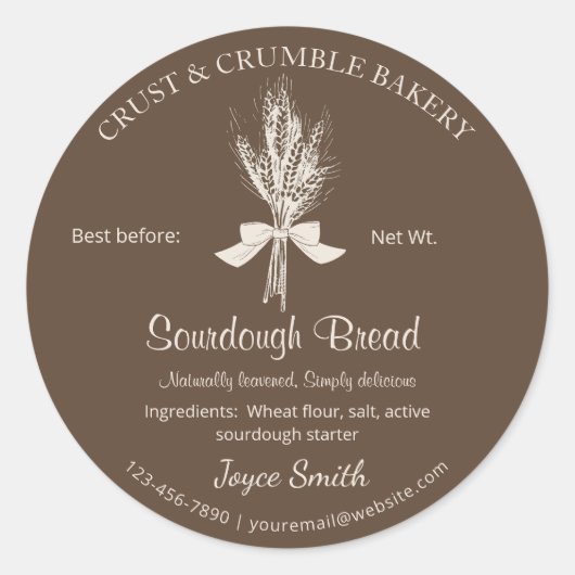 手描き小麦ソース生地パンベーキング成分 ラウンドシール (正面)