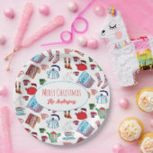 手描き居心地の良いクリスマスパーソナライズされたレトロ ペーパープレート (パーティー)