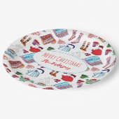 手描き居心地の良いクリスマスパーソナライズされたレトロ ペーパープレート (アングル)