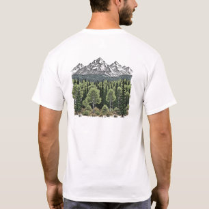 手描き山の風景素朴自然&フォー Tシャツ