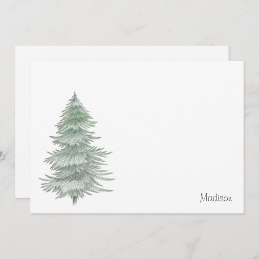 手描き常緑樹 ノートカード (正面/裏面)