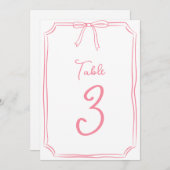 手描き弓かわいいコケットピンクテーブル番号 (正面/裏面)
