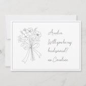 手描き弓と花の花嫁提案カード 招待状 (正面)