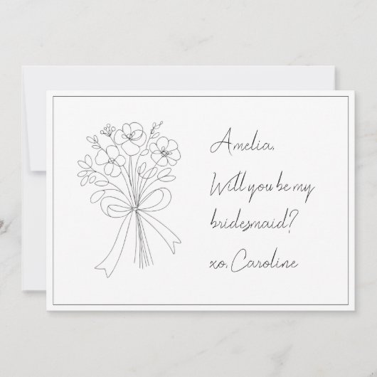 手描き弓と花の花嫁提案カード 招待状 (正面)