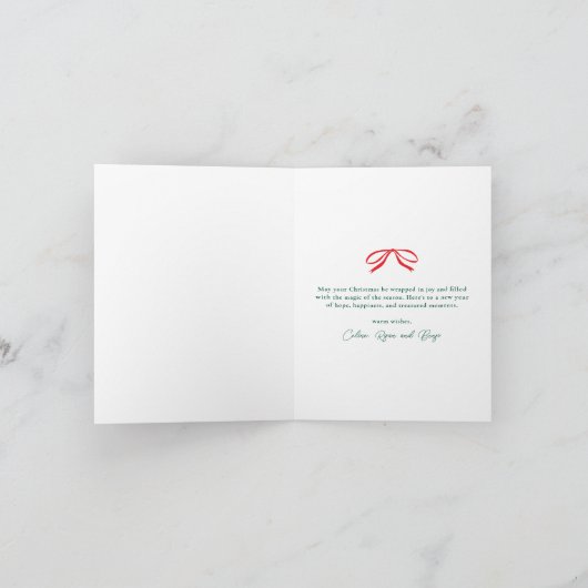 手描き弓オーバルフレームクラシッククリスマス シーズンカード (内部)