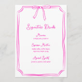 手描き弓コケットピンクのシグネチャードリンク メニュー (正面)