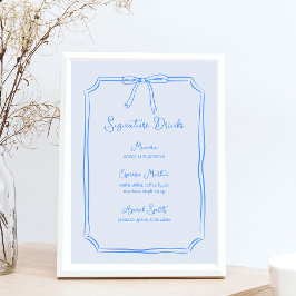 手描き弓コケット青いシグネチャードリンク メニュー