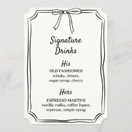 手描き弓シグネチャードリンク結婚ズバー メニュー