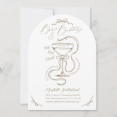 手描き弓バブリーカクテルブライダルシャワーアーチ 招待状 (正面)