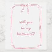 手描き弓ピンクの花嫁の提案 ワインラベル (シングルラベル)