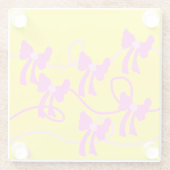 手描き弓ピンクイエロー愛好家 ガラスコースター (裏面)