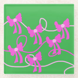 手描き弓ピンクイエロー愛好家 ガラスコースター