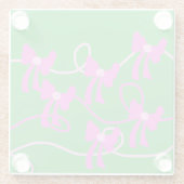 手描き弓ピンクイエロー愛好家 ガラスコースター (裏面)