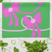 手描き弓ピンクイエロー愛好家 キッチンタオル (折り畳み)