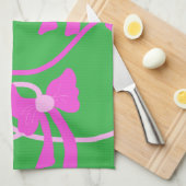 手描き弓ピンクイエロー愛好家 キッチンタオル (四つ折り)