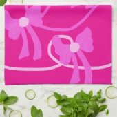 手描き弓ピンクイエロー愛好家 キッチンタオル (折り畳み)